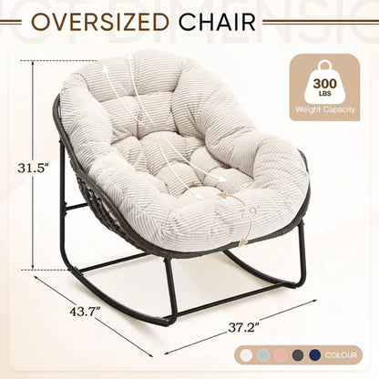 Rocking Papasan Egg Chair – Oversized Wicker Furniture for Indoors & Outdoors, with Ultra-Thick